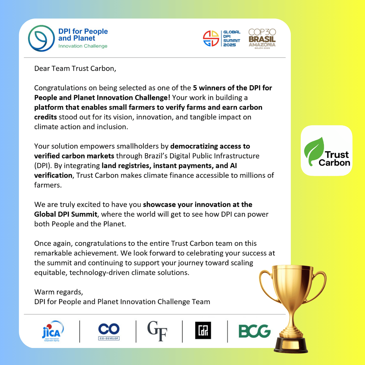 DPI4PP Winners - Trust Carbon Organization